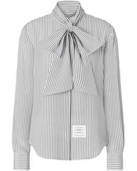 Thom Browne - Striped Silk-Satin Shirt - Lyst