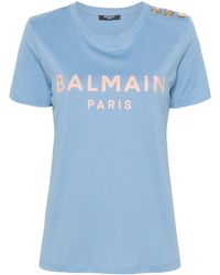 Balmain - Katoenen T-shirt Met Logoprint - Lyst