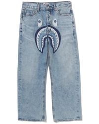 A Bathing Ape - Shark-Motif Straight-Leg Jeans - Lyst