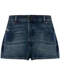 DIESEL - Whiskering-Effect Denim Shorts - Lyst