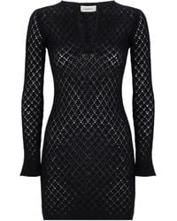 Laneus - Open-Knit V-Neck Mini Dress - Lyst
