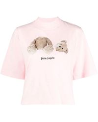 Palm Angels - Bear-print Cropped T-shirt - Lyst