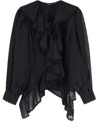 ACTUALEE - Embroidered Ruffled Shirt - Lyst