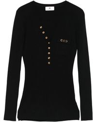 Elisabetta Franchi - Maglia A Costine Con Taschino-Donna - Lyst