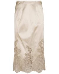 Ermanno Scervino - Jupe Mi-Longue En Soie À Bordure En Dentelle - Lyst
