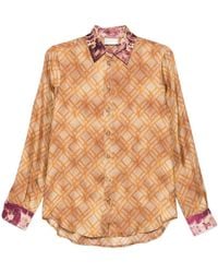 Pierre Louis Mascia - Chemise En Soie À Imprimé Géométrique - Lyst