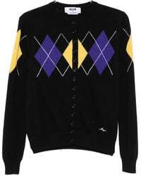 MSGM - Argyle-Intarsia Button-Up Cardigan - Lyst