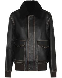Rag & Bone - Shearling-Collar Leather Jacket - Lyst