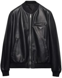 Prada - レザー ボンバージャケット - Lyst