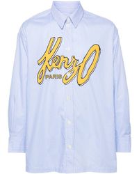 KENZO - Camicia a righe con logo - Lyst