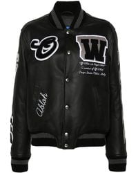 Off-White c/o Virgil Abloh - Varsity Leather Bomber Jacket - Lyst