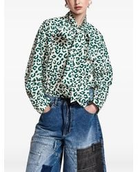 Essentiel Antwerp - Khaleesi Leopard-Print Pussy-Bow Shirt - Lyst