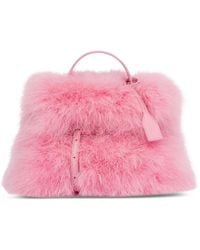 Moschino - Tie Me Faux-Fur Small Tote Bag - Lyst