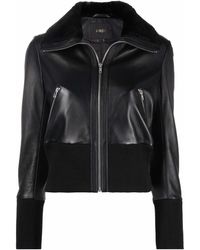 Maje Cropped Leather Jacket - Black