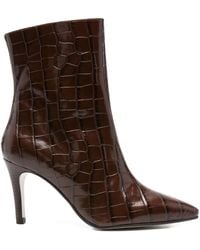 Pedro Miralles - Crocodile-Effect Pointed-Toe Boots - Lyst