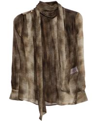 Elisabetta Franchi - Tie-Neck Silk Top - Lyst