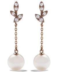 Tasaki - 18Kt Rose Collection Line Kugel Pearl And Diamond Earrings - Lyst