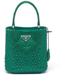 Prada Bolso shopper Panier con detalles de cristal - Verde