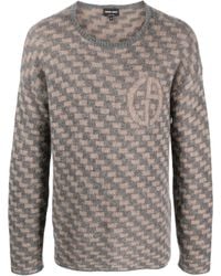 Giorgio Armani - Geometric-Pattern Intarsia-Knit Jumper - Lyst