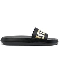 Versace - La Greca Slippers With Embossed Logo - Lyst
