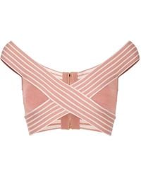 Elisabetta Franchi - Knit Fabric Top With Striped Bands - Lyst