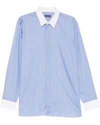 Tom Ford - Vertical-Stripe Contrast-Cuff Shirt - Lyst