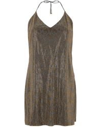 Roberto Cavalli - Rhinestones V-Neck Mini Dress - Lyst