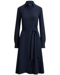 Ralph Lauren - Belted Georgette Shirt Midi Dress - Lyst