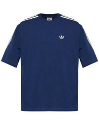 adidas - Logo-Embroidered Stripe-Detail T-Shirt - Lyst