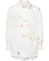 Feng Chen Wang - Leaf-print Silk Shirt - Lyst