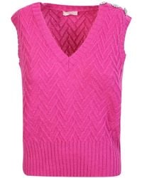 Liu Jo - Chevron-Knit V-Neck Vest - Lyst