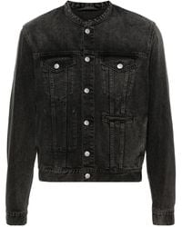 MM6 by Maison Martin Margiela - Blouson sans col gris en denim - Lyst