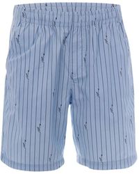 Lacoste - Pinstripe-Pattern Logo-Print Shorts - Lyst