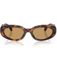 Miu Miu - Tortoiseshell-Effect Oval-Frame Sunglasses - Lyst
