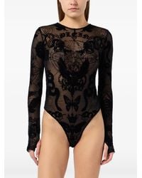 Philipp Plein - Flocked Print Long-Sleeve Bodysuit - Lyst