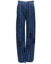 Stella McCartney - Pinstripe-Pattern Patchwork Jeans - Lyst