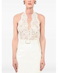 ROWEN ROSE - Lace V-Neck Bodysuit - Lyst