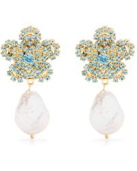 Magda Butrym - Flower Crystal-embellished Pearl Drop Earrings - Lyst