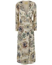 Momoní - Robe Longue Portefeuille À Imprimé Graphique - Lyst
