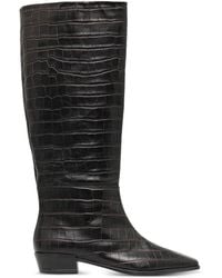 COPENHAGEN - Pointed-Toe Crocodile-Effect Knee-High Boots - Lyst