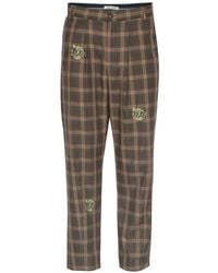 Henrik Vibskov - Razor Embroidered-Motif Checked-Pattern Trousers - Lyst