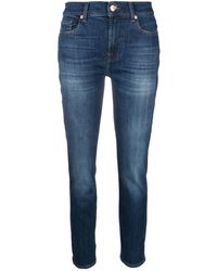 7 For All Mankind - Jean court à taille mi-haute - Lyst
