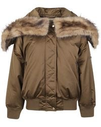 Michael Kors - Satijnen Bomberjack Met Capuchon En Afwerking Van Imitatiebont - Lyst
