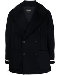 Emporio Armani - Wool Double-breasted Coat - Lyst