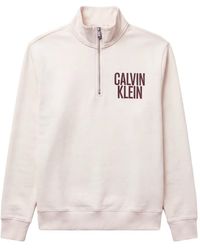 Calvin Klein - Logo-Embroidered Quarter-Zip Sweatshirt - Lyst