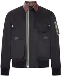 Sacai - Leather-Trimmed Utility Bomber Jacket - Lyst