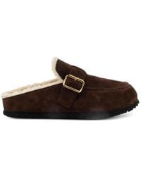 Prada - Buckle-Fastening Shearling-Lined Slippers - Lyst