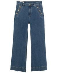 GANT - Button-Detail Flare Jeans - Lyst