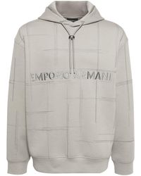 Emporio Armani - Logo-embroidery Cotton-blend Hoodie - Lyst