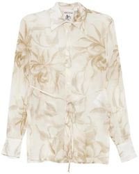 Semicouture - Geblümtes Hemd Mit Bindegürtel - Lyst